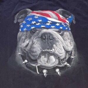 Spirit of America Bulldog T-Shirt Mens 2XL USA Flag Patriotic Cotton Graphic Tee